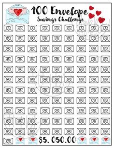 a printable valentine's reward game with hearts and envelopes on the back