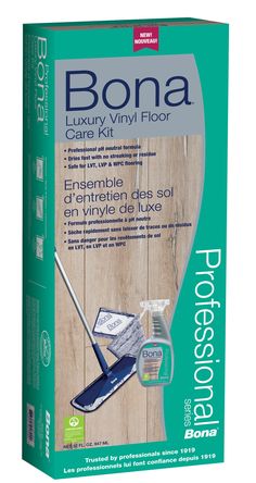 The Bona pro series luxury vinyl floor care kit is recommended for all types of unwaxed, residential and commercial polyurethane finished wood floors, and pre-finished, aluminum-oxide floors. It leaves no dulling residue and is safe for wood floors. This kit includes everything needed for easy and safe professional-level cleaning of hardwood floors. Bona Professional Unscented Spray Floor Cleaner | WM710013577 Best Laminate Floor Cleaner, Wood Floor Finishes, Best Laminate, Microfiber Mops, Vinyl Floor, Care Kit, Luxury Vinyl Flooring, Floor Care, Clean Microfiber