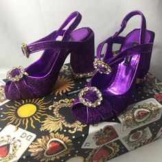 $1195 Amazing ! Dolce & Gabbana Heels Sandals 35 (Us 5) Purple Sparkle , Pearls And Crystals. Brand New With Box. Size Approximately Us 4.5-5 . Please Check Measurements. Photos Are Part Of Description. Thank You For Looking. Elegant Purple Party Sandals, Elegant Purple Sandals For Party, Luxury Closed Toe Sandals For Party, Elegant Purple Evening Sandals, Elegant Purple Block Heel Sandals, Elegant Purple Sandals For Evening, Luxury Purple Open Heel Heels, Luxury Purple Evening Sandals, Luxury Purple Open Toe Sandals