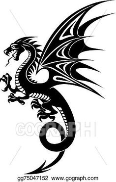 a black and white dragon tattoo design