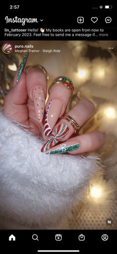 Nail Art Noel, Retro Nails, Sassy Nails, Diva Nails, Nail It, Meghan Trainor, Sleigh Ride, Xmas Nails, Coffin Nails Designs