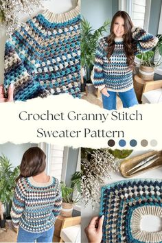 Crochet Sweater Pattern Granny Crochet Sweater Pattern Free, Crochet Granny Stitch Sweater Pattern, Granny Pop Sweater, Crochet Sweater One Piece, Granny Stitch Pullover, Crochet Scrap Sweater Pattern Free, Yoke Down Crochet Sweater, Crochet Granny Stitch Cardigan Pattern Free, Top Down Granny Sweater