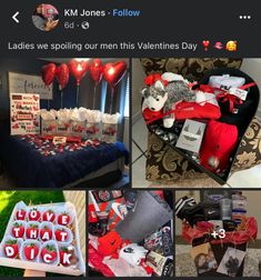 valentine's day items are displayed on the instagram page, including balloons and gifts