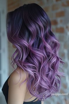 Purple Hair Passion: Exploring the Bold World of Lavender Locks - Puqqu Purple To Lavender Ombre Hair, Lavender Ombré Hair, Brunette Lavender Hair, Vivid Summer Hair Color, Summer Purple Hair, Purple Balayage Brunette, Lilac Ombre Hair, Dark Lavender Hair, Purple Halo Hair