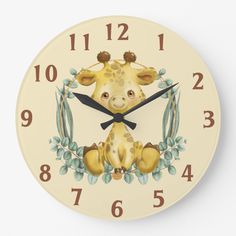 a clock with a giraffe on it's face