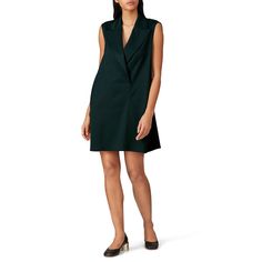 Green crepe (54% Polyester, 44% Virgin Wool, 2% Elastane-Spandex). Shift. Sleevess. V-neckline. 35" from shoulder to hemline. Imported. Green Shift Dress, Rent The Runway, Closet Designs, Mm6 Maison Margiela, Menswear Inspired, Inspired Dress, Green Dress, Shift Dress, Dark Green