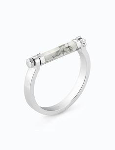 Say hello to a sleek round bangle that also makes a statement. Handmade with sterling white silver and a semi-precious stone, this bangle is topped with a stylish bar for chic everyday wearability. ¶ White Silver with Howlite Bar is .25" wide. Fits wrists up to 7" in diameter Bar Bracelet, Round Bar, Buying Diamonds, Bar Bracelets, Rose Gold Jewelry, Contemporary Jewelry, Bracelet Silver, Summer Accessories, White Silver