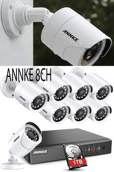 several cameras are shown next to each other with the words annke 8ch above them