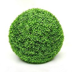 a green ball made out of grass on a white background