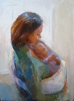 a painting of a woman holding a baby