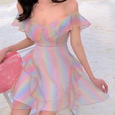 Rainbow Dress, فستان سهرة, Imagine Dragons, Mode Inspo, Colorblock Dress, Kpop Fashion Outfits, Harajuku Fashion, Girly Outfits, Kpop Fashion