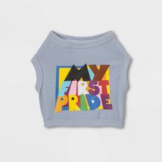 a blue dog shirt with the words my first pride on it