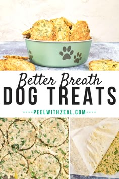 collage of dog treats with text overlay that reads, better breath dog treats