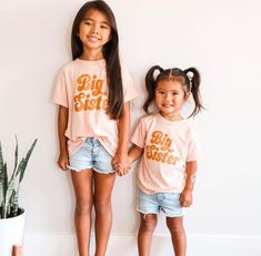 Please reference all size charts before purchasing. Middle Sister, Sister Sister, Sister Shirt, Big Sister Shirt, Aesthetic Shirts, Sister Shirts, Baby Needs, Meal Plans, Big Sister