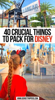 a girl with braids looking at the disney castle