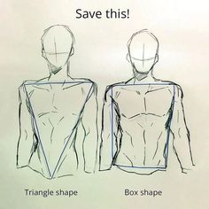 the back and side view of a man's torso with text that reads, save this triangle shape box shape