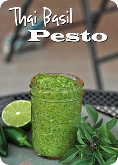 this basil pesto is made with fresh basil and lime