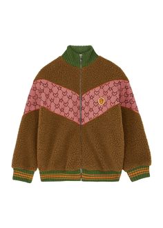 Long Description#Info & Care# Gucci Kids brown faux shearling jacket Green ribbed high-neck pink star and heart-jacquard canvas panels with orange piped trim embroidered designer plaque green and orange elasticated ribbed trims fully lined Zip fastening through front Fabric 1: 70% polyester 30% wool; fabric 2: 70% cotton 30% polyester; trim 1: 96% wool 3% polyamide 1% elastane; trim 2: 100% polyester #Size & Fit# Gucci Kids brown faux shearling jacket Green ribbed high-neck, pink star and heart-jacquard canvas panels with orange piped trim, embroidered designer plaque, green and orange elasticated ribbed trims, fully lined Zip fastening through front Fabric 1: 70% polyester, 30% wool; fabric 2: 70% cotton, 30% polyester; trim 1: 96% wool, 3% polyamide, 1% elastane; trim 2: 100% polyester D Faux Shearling Jacket, Gucci Kids, Pink Star, Trendy Kids, Brown Jacket, Girls Wardrobe, Shearling Jacket, Faux Fur Jacket, Girls Jacket