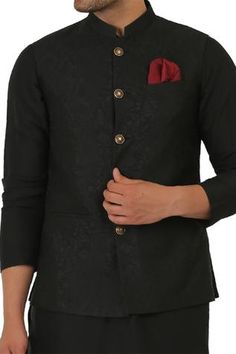 Shop for Manish Nagdeo Black Cotton Silk Button Front Bundi And Kurta Set for Men Online at Aza Fashions Traditional Workwear Kurta With Buttons, Festive Bandhgala With Button Closure And Long Sleeves, Traditional Bandhgala With Button Closure And Stand Collar, Festive Long Sleeve Bandhgala, Festive Nehru Jacket With Button Closure, Traditional Long Sleeve Sets With Button Closure, Festive Formal Nehru Jacket With Button Closure, Traditional Festive Sets With Button Closure, Festive Kurta With Button Cuffs