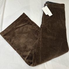 Nwt; Zara Velvet Pants Sz: Mdium Color Brown Zara High Waist Brown Pants, Zara Brown Full Length Bottoms, Zara Brown Cotton Bottoms, Luxury Vintage Brown Pants, Zara Brown High-waisted Pants, Zara Pants, Velvet Pants, Pant Jumpsuit, Wide Leg