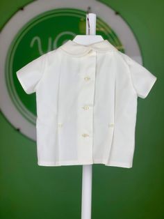 Off White & Lace Semi Bubble Outfit - YoYo Children's Boutique Classic Collared Sets For Spring, White Short Sleeve School Sets, Classic Spring Sets With Collared Shape, White Short-length Tops For Daywear, White Short Length Tops For Daywear, Classic Short Length Tops For Spring, Fitted Short Length Tops With Button Closure, Fitted Short Length Top With Button Closure, Classic White Shorts For Daywear