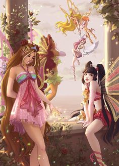 two beautiful young women dressed in fairy costumes