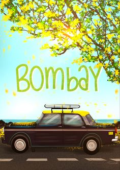 Bombay city, Amaltas, kaali peeli cab, blue skies Mumbai Illustration Art, Mumbai City Illustration, Bombay Illustration, Amaltas Tree, Mumbai Illustration, Indian Illustrations, Mumbai Art, Mumbai Trip, Sorry Images