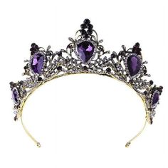 Brand new and high quality Features: -This crown is all decorated with rhinestones,some of them are larger,highly simulated with real stone,purple style,luxury and ceremonious. -Tiara,convenient to put on and take off,headband design,with alloy hoop,ideal for wedding or feast. -Glittering rhinestone provides charming and attractive look with you and let you be a focus. -High quality and high intensity,durable and rhinestones on crown will not easily fall out. -Exquisite and noble style,you will look like a princess or a queen when you put on it. crown only,other accessories demo in the picture are not included! Specification: Main Material: Alloy+Rhinestone Type: Bride Tiara Color: Purple Size: One Size 13x6cm(5.12x2.36in) Quantity: 1 Pc Note: 1.No retail package. 2.Please allow 0-1cm erro Fantasy Crown, Headband Design, Queens Tiaras, Purple Crown, Purple Accessories, Crown For Women, Jewelry Decor, Bride Tiara, Royal Tiaras