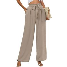 This Chiclily high waisted belted wide leg pants for women fit more women than normal pants for its design. It will work even If you are curvy or have thick calves and thighs. The bow in the front is a nice little addition to dress them up as well, and make them more stylish than most summer pants. Stylish Design: High waisted pants with elastic waistband and tied belt. Convenient Side Pockets-the pockets are practical and cute, deep and roomy enough to hold your hands, phone, wallet, keys, etc. Elegant Bottoms With Pockets And Paperbag Waist, Elegant Paperbag Waist Bottoms With Pockets, Elegant Bottoms With Paperbag Waist And Pockets, Fitted Bottoms With Belt For Day Out, Versatile Belted Bottoms For Spring, Elegant Paperbag Waist Bottoms With Tie, Summer Trousers With Belt, Summer Pants With Belt, Spring High Waist Belted Wide Leg Pants