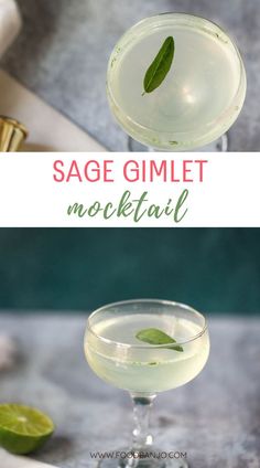 sage gimlet mocktail with a sage leaf Acv Mocktail, Nonalcoholic Drink, Gimlet Recipe, Virgin Cocktails, Virgin Drinks, Pineapple Sage, Drink Recipes Nonalcoholic, Gimlet, Fancy Drinks