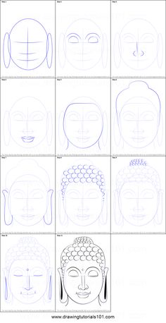 how to draw buddha faces step by step