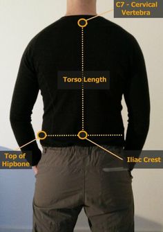 the back view of a man's shirt with his measurements in front of him