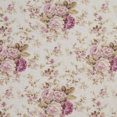 a white and pink floral wallpaper with roses on the bottom, in an old fashion style