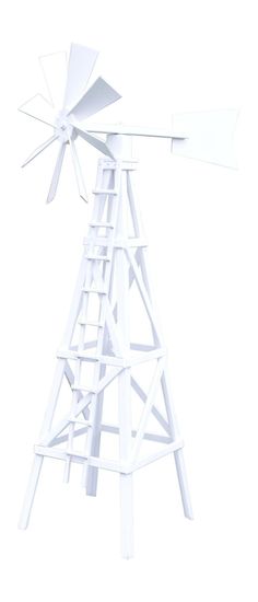 a white wooden windmill on a white background