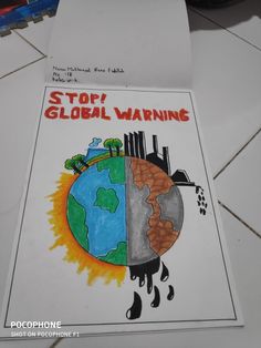 Environment Project Ideas, Global Warm Poster, Poster Lingkungan Hidup Simple, Globalisasyon Poster, Globalization Poster Ideas, Save Environment Poster Drawing, Save Environment Posters, Beautiful Easy Drawings, Save Earth Drawing