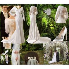 a collage of wedding dresses and accessories including shoes, veils, tiara