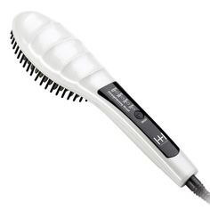 HOT & HOTTER Heated Straightening Brush Straighten Style & Brush - The Power of a Flat Iron in a brush 430'F High Heat 4 Temperature settings for all hair types (320'F, 350'F, 400'F, 430'F) Cool - Tipped Bristles - protect the scalp from burns. Tourmaline Ceramic - plated bristles provide even heat, while negative ions create shiny frizz-free hair. Magnetic Motor, Damage Hair, Frizz Free Hair, Ceramic Heater, Hair Brush Straightener, Straightening Brush, Make Beauty, New Ceramics, Types Of Curls