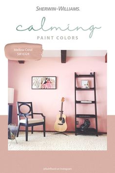 the front cover of sherylin williams's calming paint colors, featuring a guitar and