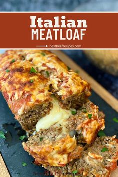 Juicy thick meatloaf cut into slices stuffed with creamy white cheese and topped with red sauce and melted cheese. Best Italian Meatloaf Recipes Ever, Cheesey Meatloaf Recipes Easy, Pioneer Woman Italian Meatloaf, Italian Meatloaf Recipes Best, Meat Loaves Recipe, Easy Italian Meatloaf, Meatloaf Recipe With Cheese, Italian Meatloaf Recipes, Italian Meatloaf