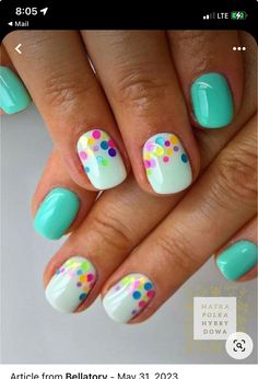 Fancy Nails Spring, Easter Nails And Toes, The Trend Spotter Nails, Tip Only Nail Design, Cute Short Nail Paint Ideas, Boho Summer Nails Simple, Opi Gel Nail Designs Ideas, August Bday Nails, Finger Nail Designs For Spring