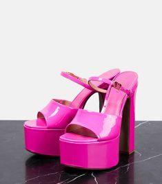 Funky Heels, Valentino Pink, Platform Mules, Gorgeous Heels, Platform Mary Janes, Leather Platform Sandals, Fabulous Shoes, Heel Sandals, Mules Shoes