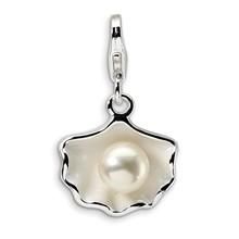 Amore La Vita Sterling Silver Enameled Shell FW Cultured Pearl Charm hide-image Oyster With Pearl, Oyster Pearl, Nautical Jewelry, Cultured Pearl Necklace, Pearl Pendant Necklace, Freshwater Cultured Pearls, Pearl Charms, Fine Jewelry Gift, Silver Enamel