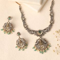 Shop Tarinika's Atreyi Nakshatra CZ Necklace Set | Indian Jewelry Ornate Stone Work Necklaces For Festive Occasions, Festive Temple Necklace With Stone Setting, Festive Bridal Necklace With Stone Setting For Diwali, Elegant Hand Set Kundan Necklace For Rituals, Ornate Kundan Necklace For Diwali Festivities, Ornate Hand Set Kundan Necklace For Celebration, Ornate Hand-set Kundan Necklace For Celebration, Ornate Heavy Kundan Necklace For Celebrations, Festive Kundan Necklace With Temple Jewelry Style