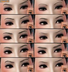 many different pictures of the same woman's eyes with long lashes and eyelashes on them