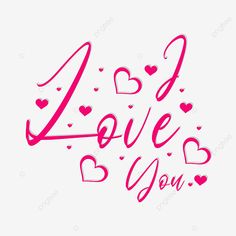 i love you hand lettering with hearts on white background, valentine's day, card png and psd