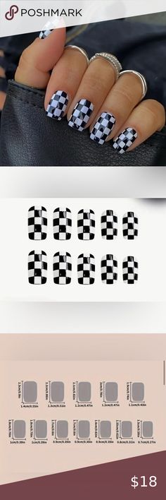 Chic Black & White Plaid Press-On Nails Nails For Women, Nail Shop, Short Set, False Nails, White Plaid, Press On Nails, Short Sets, Women Girl, Black White