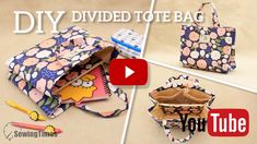 the diy divided tote bag is made from fabric