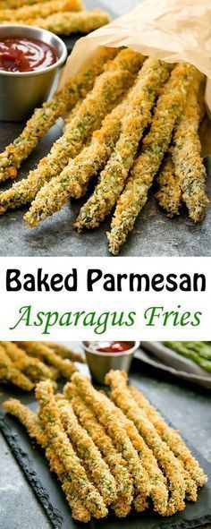 baked parmesan asparagus fries with dipping sauce