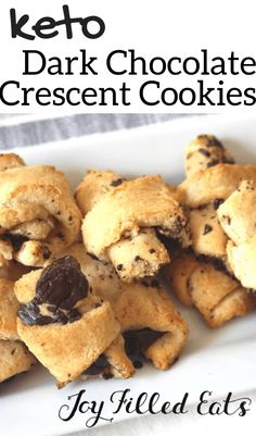 a white plate topped with chocolate chip cookies