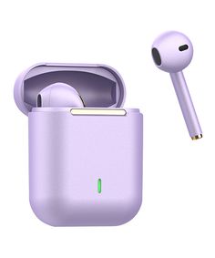 an apple airpods with charging case and headphones attached to the earpieces